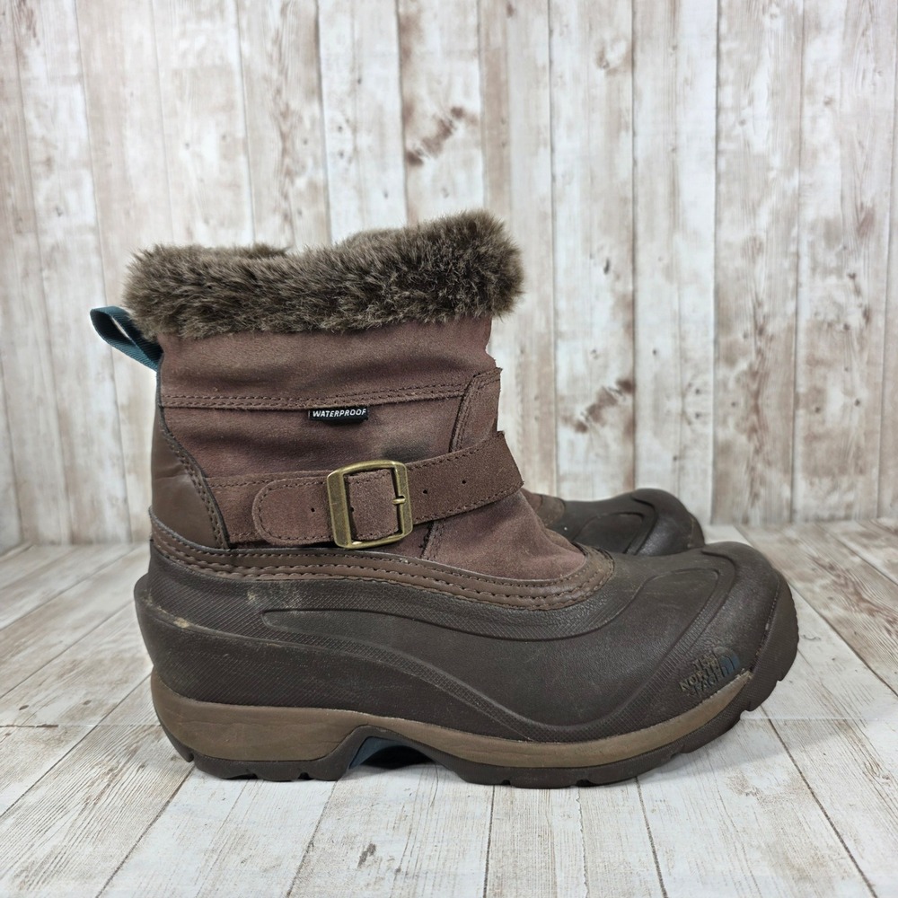The North Face Waterproof Fur Trimmed Winter Boots Women US 7 EU 38 Brown